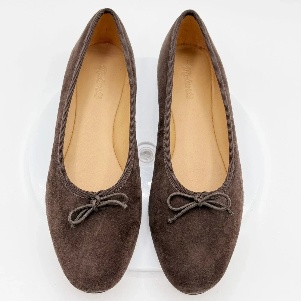Madewell April Ballet Flat Size 7 Carob Brown Suede Womens NEW - Picture 4 of 11